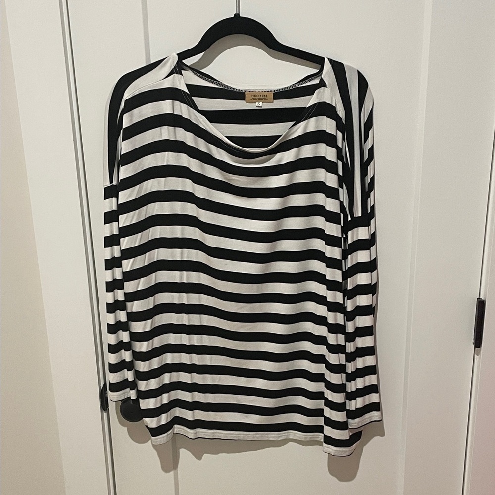 Piko 1988 Black and White Striped Long Sleeve Top